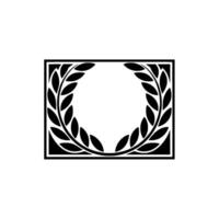 Minimalist Laurel Wreath In Black Frame, Clean, Badge vector
