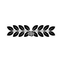 Minimalist Floral Wreath Black Leaves And Rose On White Background vector