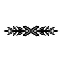 Elegant Black Holly Ornament On White Background vector