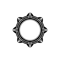 Geometric Ornamental Circle In Black And White Decorative vector