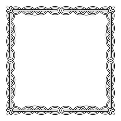Ornate Black Border Decorative Square Frame On White Background
