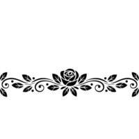 Elegant Black Rose And Vines Border, Floral On White vector