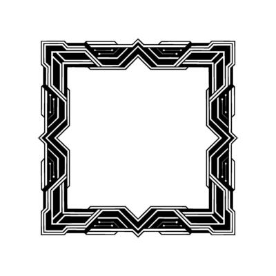 Tech Frame, Geometric, Black And White, Elegant Border