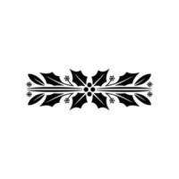 Elegant Black Holly Snowflake Ornament On White Background vector