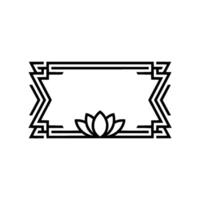 Geometric Lotus Frame Minimalist Black And White vector