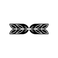 Minimalist Floral Ornament Black Leaf Motif On Light Background vector