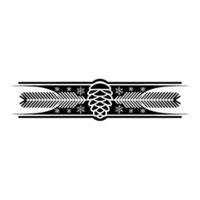 Minimalist Winter Pinecone Snowflake Border In Black And White vector