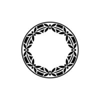Elegant Black Floral Circle Frame On Offwhite Background vector