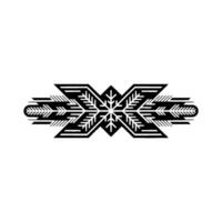 Geometric Snowflake Ornament Minimalist Black White vector