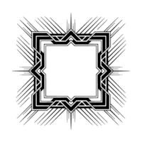 Geometric Art Deco Frame With Radial Lines Black White vector
