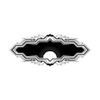 Futuristic Frame With Rising Sun And Tech Circuitry vector