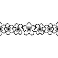 Black And White Floral Border Minimalist Cherry Blossom Pattern vector
