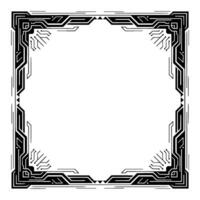Tech Frame Modern Circuit Board Element, Black White Border vector