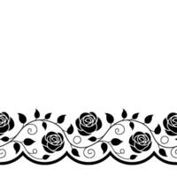 Elegant Black Rose Border On White Floral For Invitation Or Background vector
