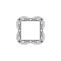 Geometric Square Frame With Minimalist Black Lines On White, Illustration vector