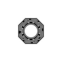 Octagonal Circuit Board, Minimalist Technology vector