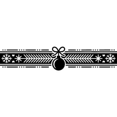 Minimalist Christmas Ornament Border, Black And White