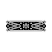 Elegant Winter Border With Snowflakes And Feathers, Black And White vector