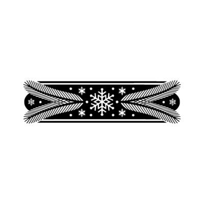 Elegant Winter Border With Snowflakes And Feathers, Black And White