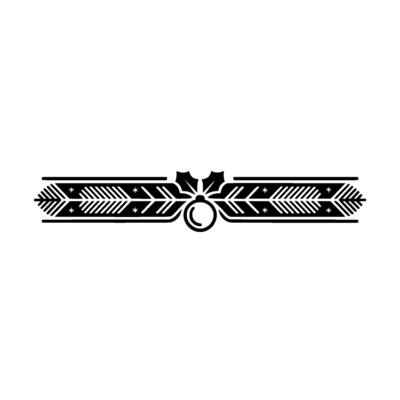 Minimalist Christmas Border Black Ornament On White
