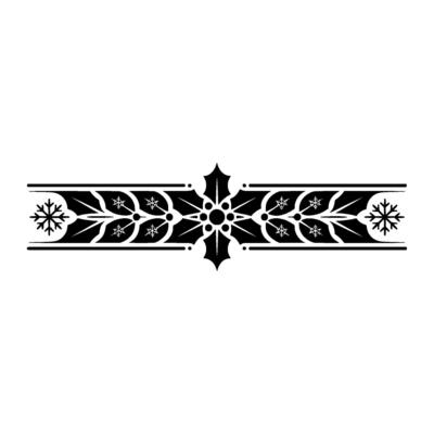 Festive Black And White Border Ornament With Holly Snowflakes