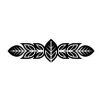 Black Leaf Ornament On White Background, Minimalist vector