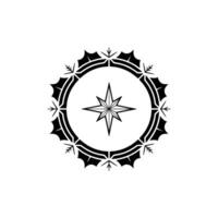 Minimalist Compass Rose Emblem On White, Elegant vector