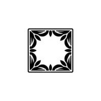 Elegant Black And White Square Frame With Leaf Motif vector