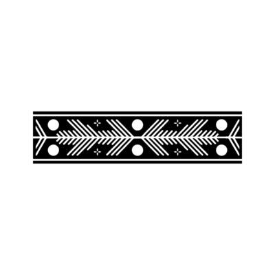 Geometric Tribal Pattern Border In Black White, Art