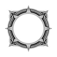 Art Deco Circular Frame, Elegant Geometric Ornament, Black White vector
