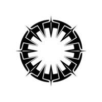 Black Tribal Sunburst Geometric Symbol On White Background vector