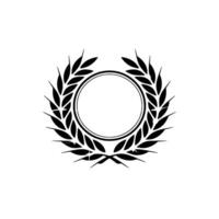 Black Laurel Wreath Emblem On White, Elegant Minimalist vector