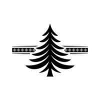 Minimalist Black Christmas Tree With Snowflake Border On White vector