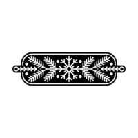Minimalist Black And White Winter Border With Snowflake And Pine vector