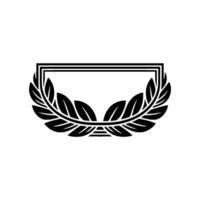 Black Laurel Wreath Frame On White, Minimalist, Elegant vector