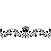 Elegant Black Floral Border With Rose Element On White Background vector