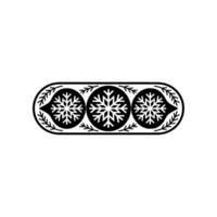 Winter Snowflake, Ornamental Border, Black White Minimalist vector