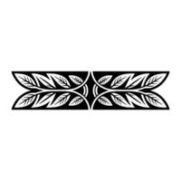 Geometric Leafy Border Black White Element vector