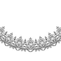 Elegant Rose Border Line Art Floral - Line art vector