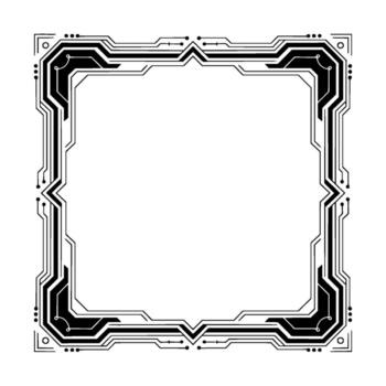 Tech Frame Futuristic Circuitry Border On Grayscale Background vector