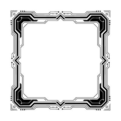 Tech Frame Futuristic Circuitry Border On Grayscale Background