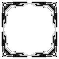 Futuristic Tech Frame Black White Ui Border, Digital Interface vector