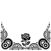 Tech Rose Geometric Floral With Circuit Board Elements vector