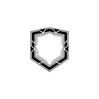 Geometric Shield Emblem In Minimalist Black And White On White Background vector