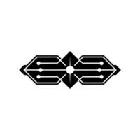 Futuristic Tech Minimalist Geometric Circuit Board On White vector