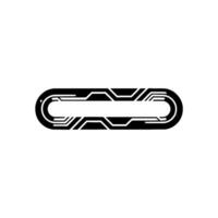 Sleek Black Futuristic Oval Element On White Background vector