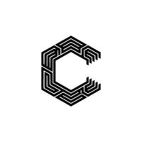 Geometric C In Black White Modern Element vector