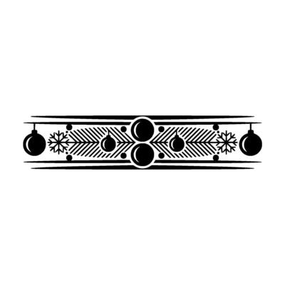 Minimalist Christmas Ornament Border In Black White