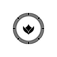 Minimalist Black Flower In Circle, Geometric, Elegant Branding vector