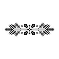 Minimalist Christmas Holly And Pine Border Ornament, Black On White vector
